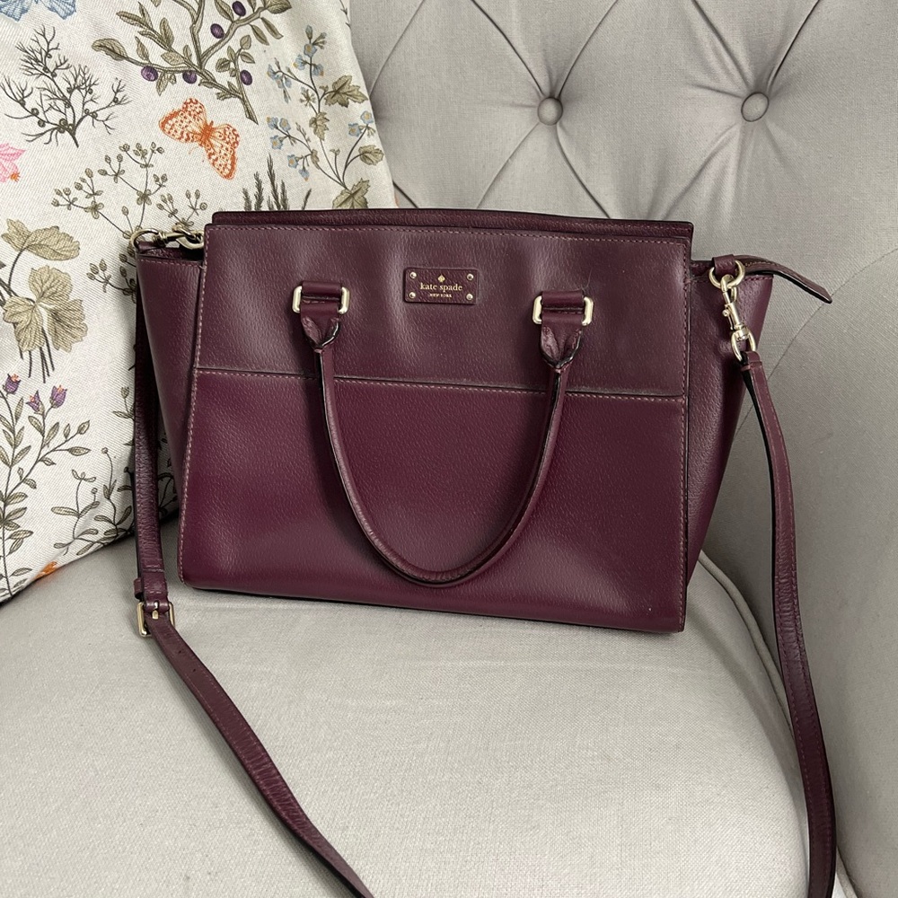 Kate Spade Burgundy Leather Tote Bag